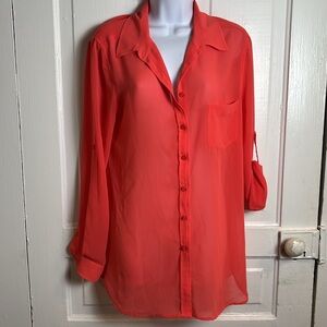 Moda International Women's Button-Up Sheer Blouse Size L